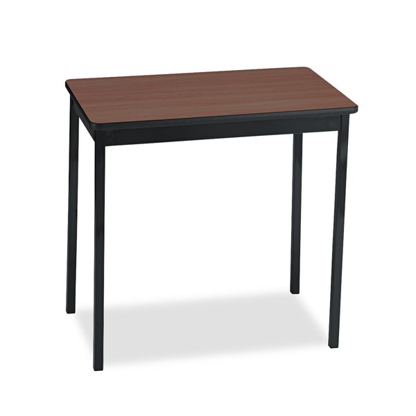 Barricks Rectangle Utility Table, 30" X 18" X 30", Walnut/Black Top, Woodgrain Laminate UT183030-WA